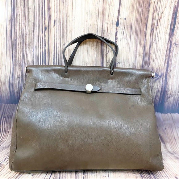 Eliza Conde Leather Structured Hand Bag Brown - Picture 1 of 8